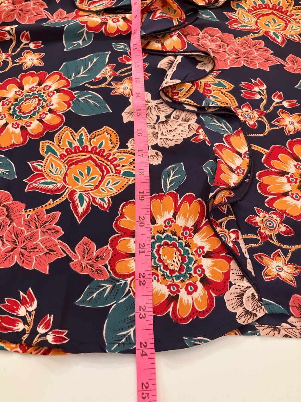 Democracy Floral Longsleeve Vneck Ruffle Peasant Blouse X-Large - Picture 10 of 12